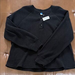 Women’s XL Black Old Navy Plush Waffle-Knit Henley NWT!